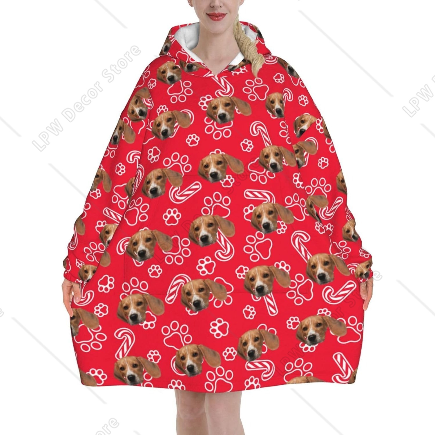 Home Textiles Photos - Cobertor vestível personalizado com capuz, rosto