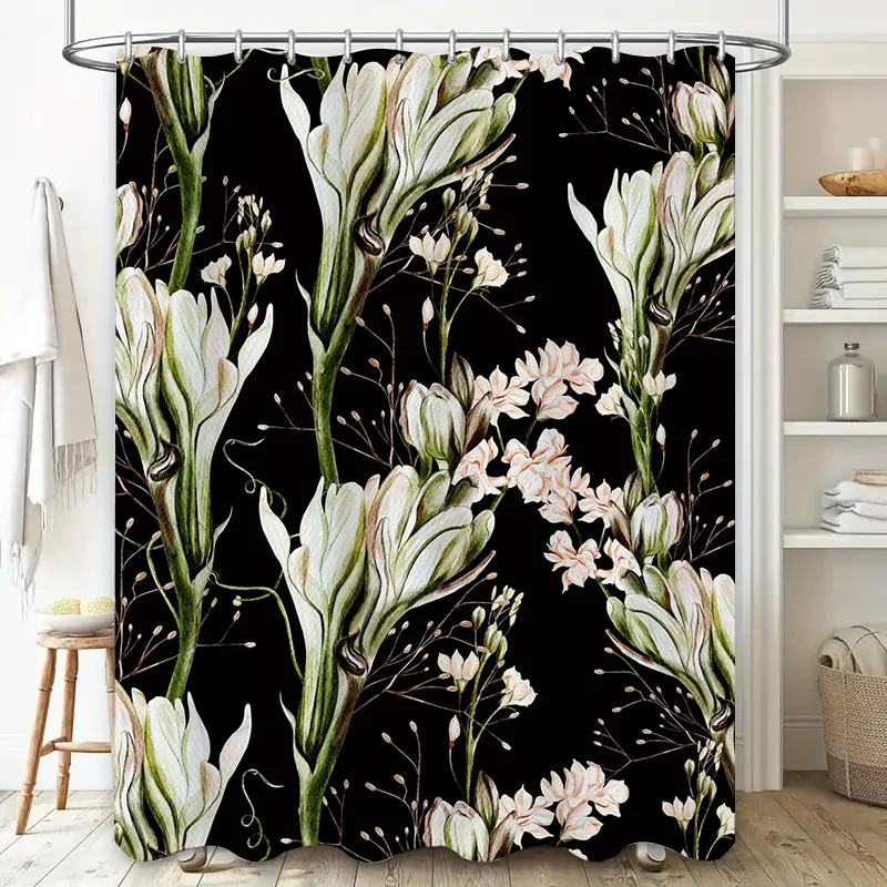 Home Textiles Luxury Curtains - Cortina de chuveiro floral à prova