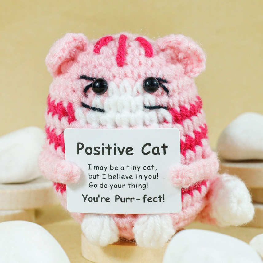 Home And Textiles Today - Engraçado crochê positivo gato boneca com