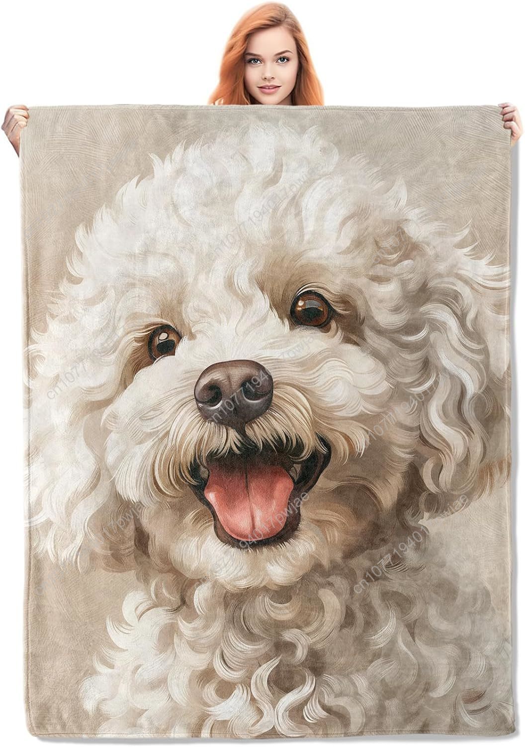 Home Textiles Design - Cobertor de retrato de poodle alegre,