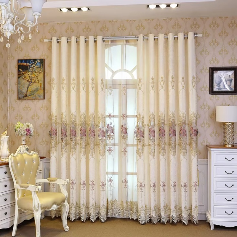 Home Textiles Luxury Curtains - Cortinas de Tecido Bege de Alta