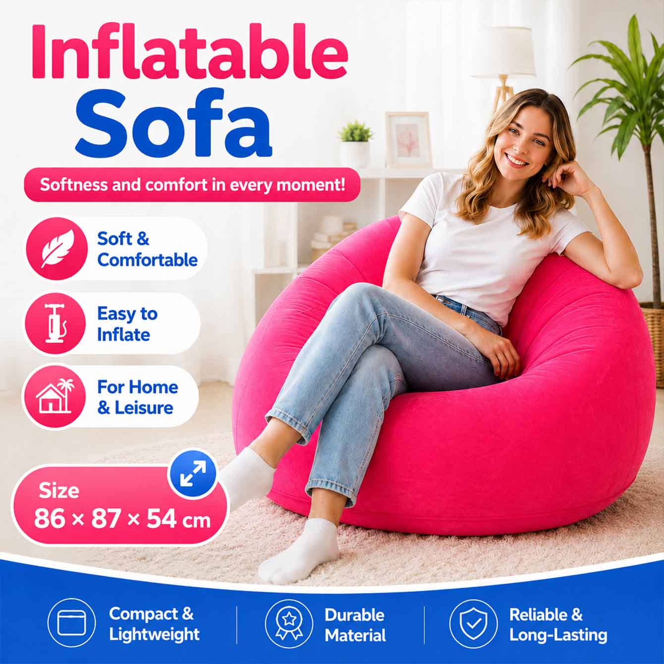 1PC Cadeiras Infláveis Tipo Pu - Floor Cushion Pouf avaliação e preço