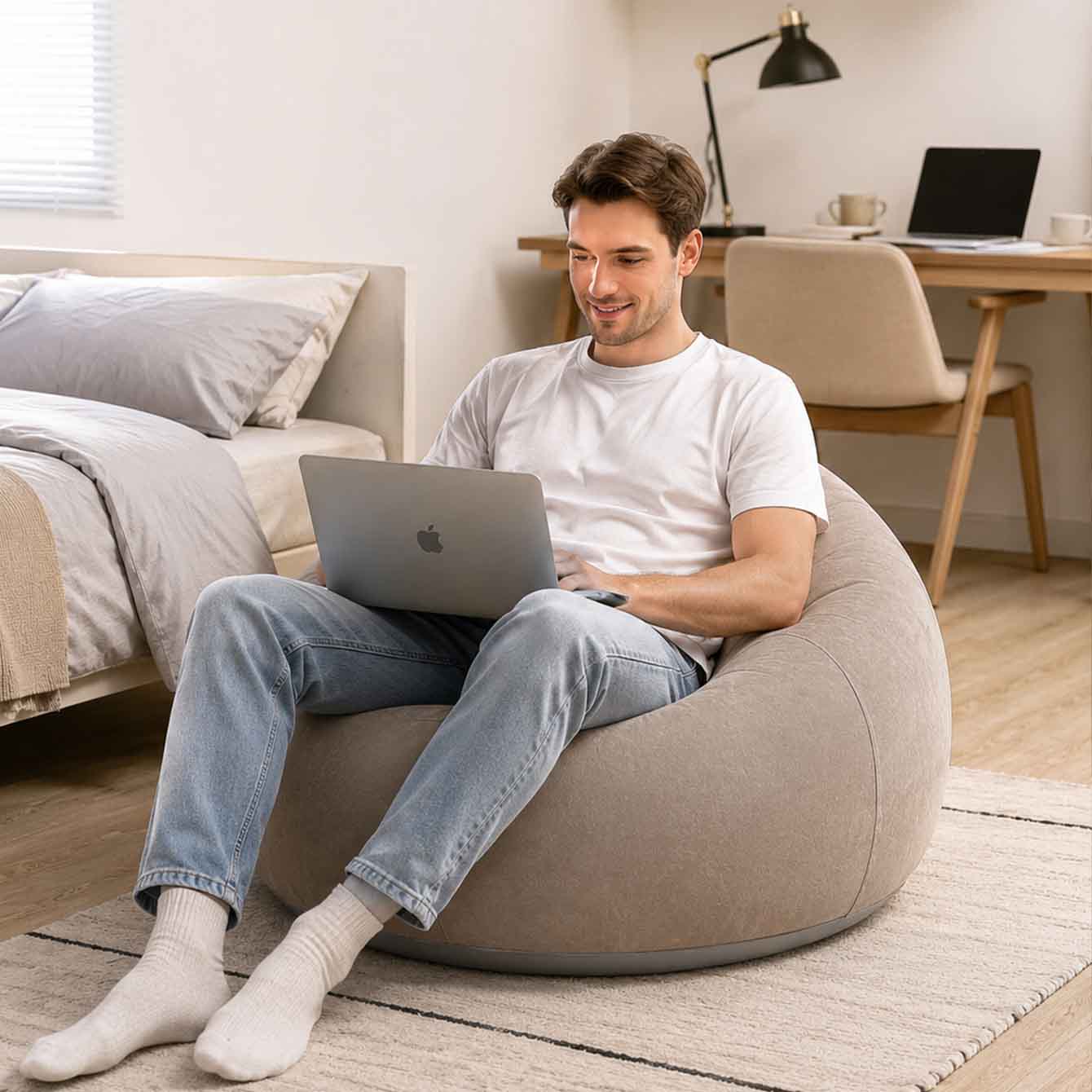 1PC Cadeiras Infláveis Tipo Pu - Floor Cushion Pouf avaliação e preço