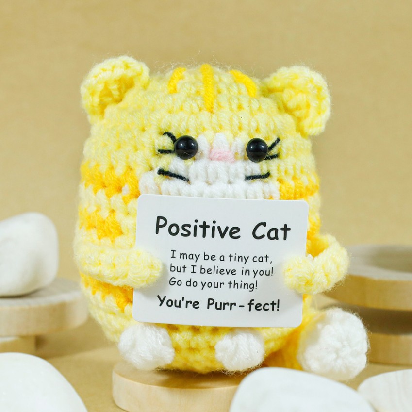 Engraçado crochê positivo gato - Home And Textiles Today avaliação e preço