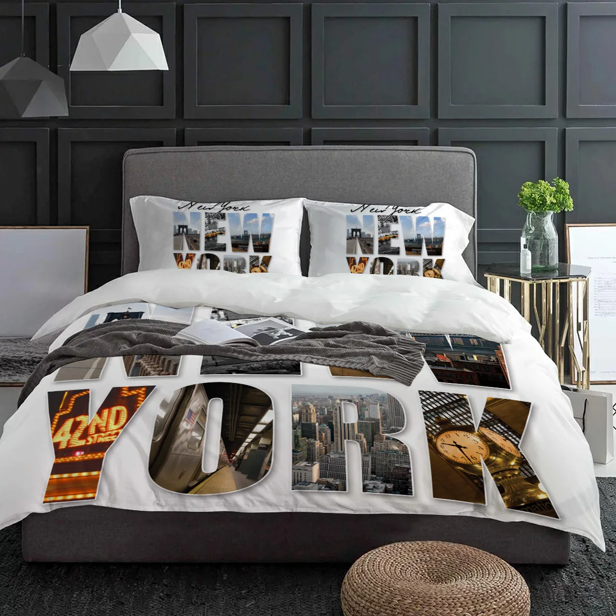 Nova york inglês texto paisage - Home Textiles New York avaliação e preço